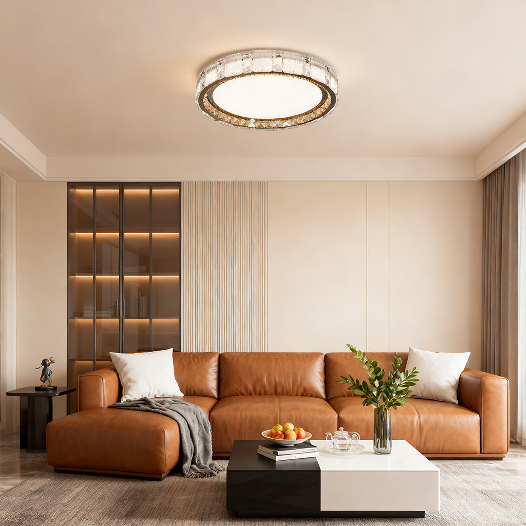 Crystal Flush Mount Ceiling Light – Chrome Minimalist LED