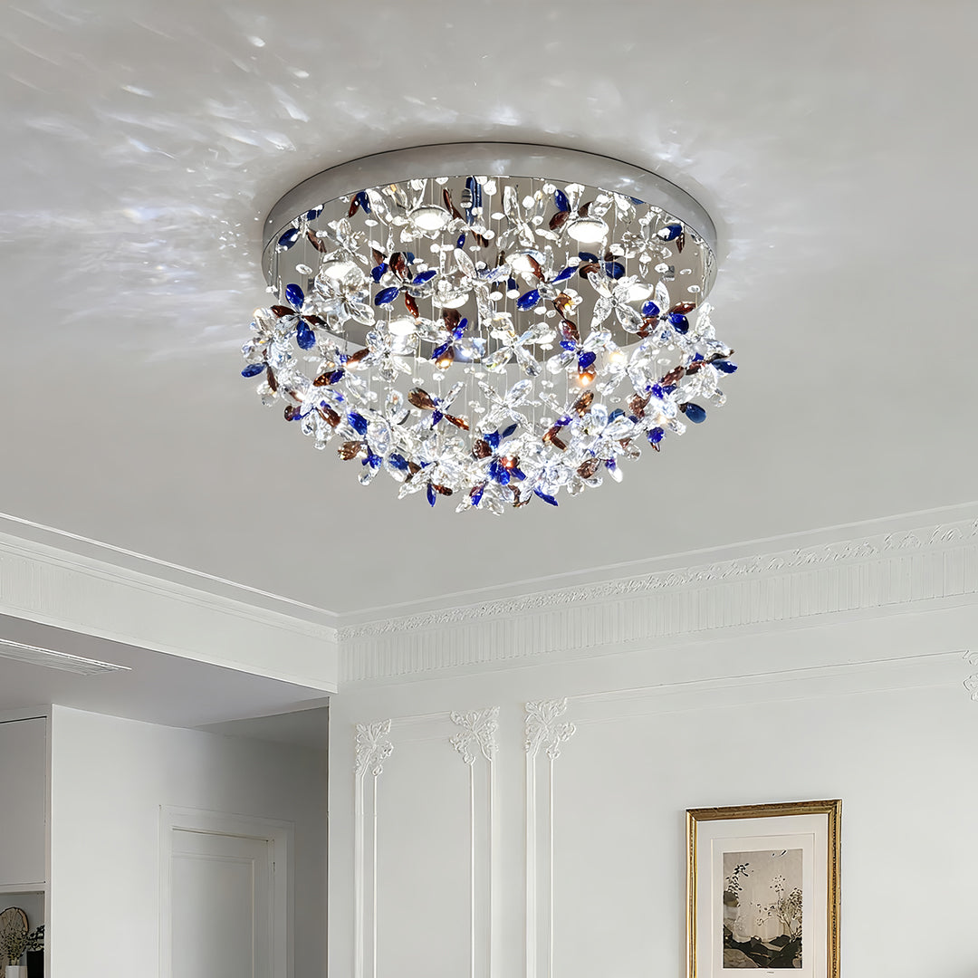 Lumière Cristal LED Flush Mount Ceiling Light in Silver Stainless Steel