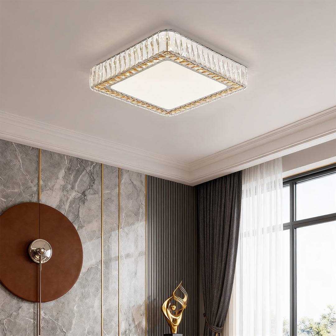 Lumière Cristalline Modern Crystal Ceiling Light in Chrome