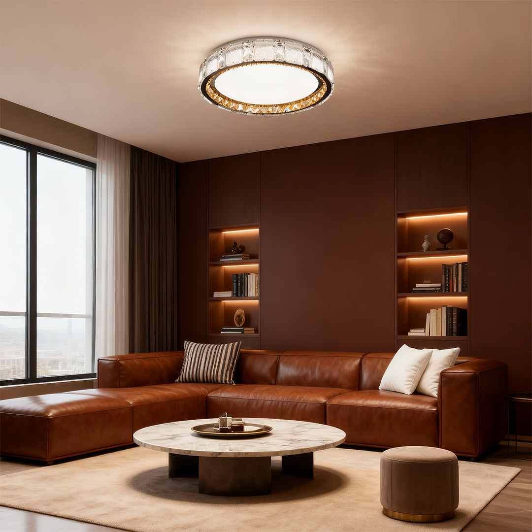 Crystal Flush Mount Ceiling Light – Chrome Minimalist LED