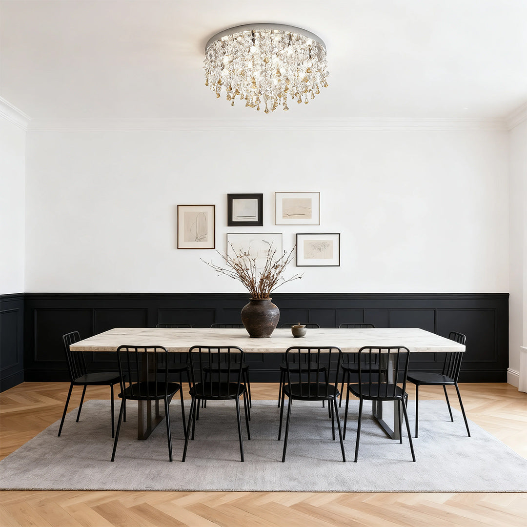 French Crystal Chandelier Ceiling Light with Gold Stainless Steel Frame