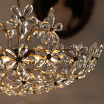 Crystal Flower Chandelier Vintage French Country Ceiling Light with Brass Finish