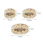Lumina Crystal Flush Mount Ceiling Light – Modern Round Stainless Steel Fixture