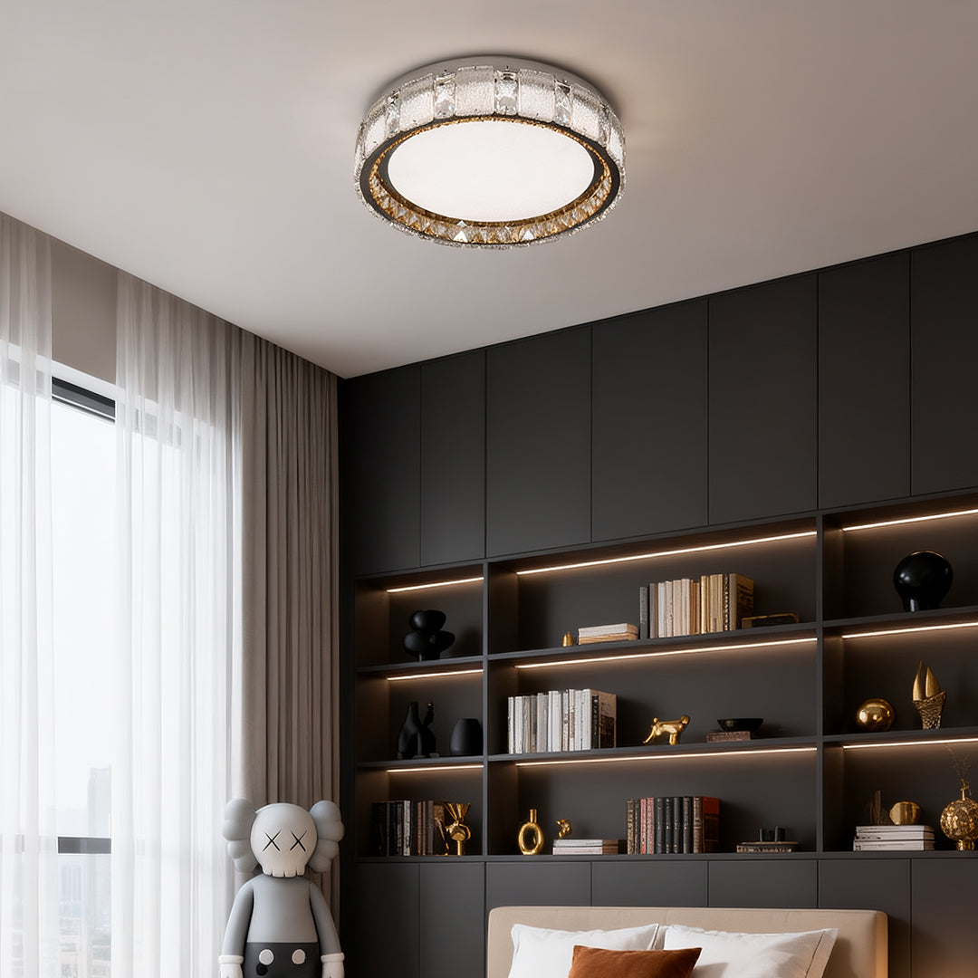 Crystal Flush Mount Ceiling Light – Chrome Minimalist LED