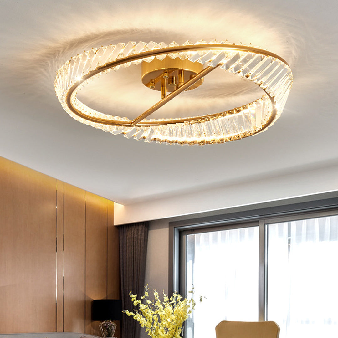 Mobius Gold Crystal Flush Mount Ceiling Light – Modern Luxury LED Ring