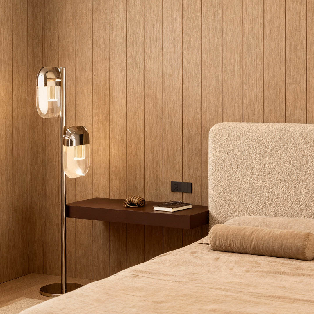 Aurelia Crystal Floor Lamp — Modern Minimalist Aluminum with Sepia Gold Finish