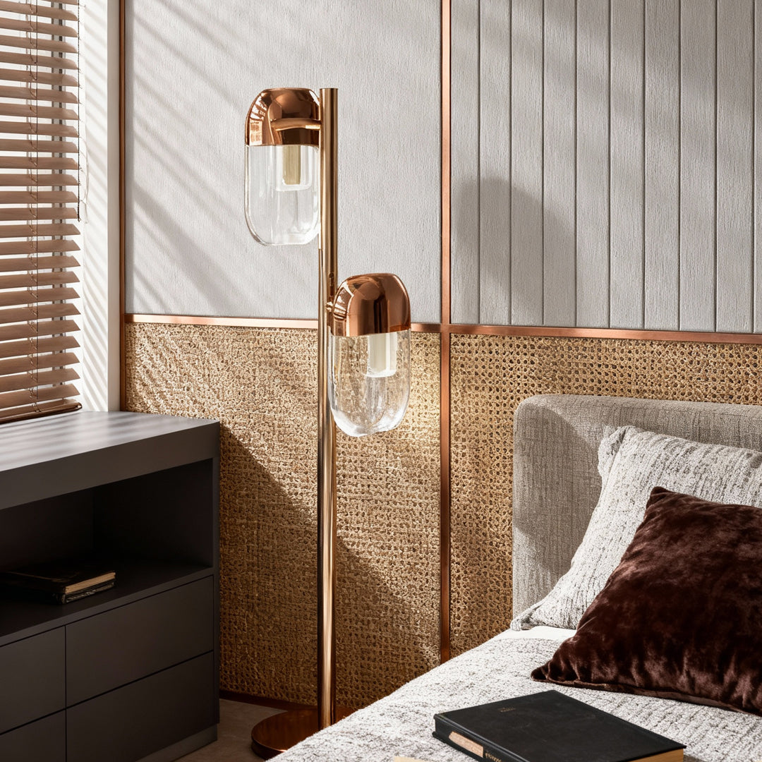 Aurelia Crystal Floor Lamp — Modern Minimalist Aluminum with Sepia Gold Finish