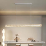 Modern White Linear Pendant Light with Frosted Acrylic Shade for Kitchen Island and Dining Room