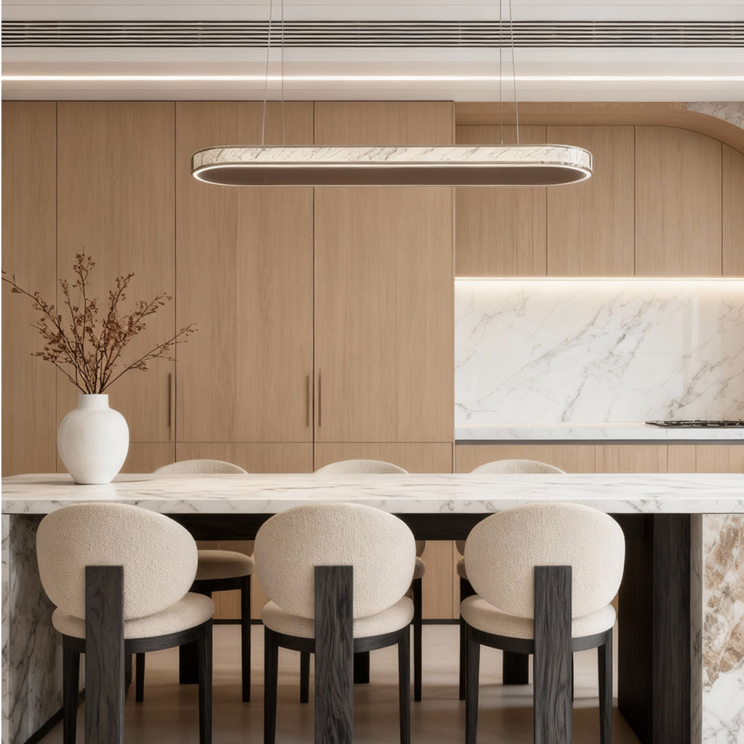 Ellipse Linear LED Pendant Light in Champagne Gold