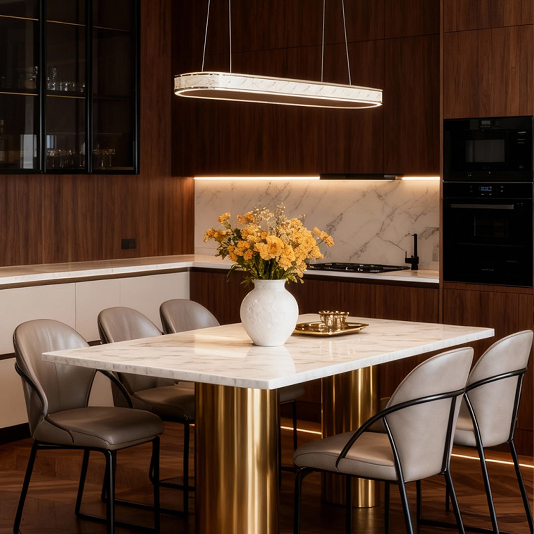 Ellipse Linear LED Pendant Light in Champagne Gold