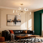 Crystal Vintage Chandelier with Terracotta Gold Frame and Full-Spectrum LED