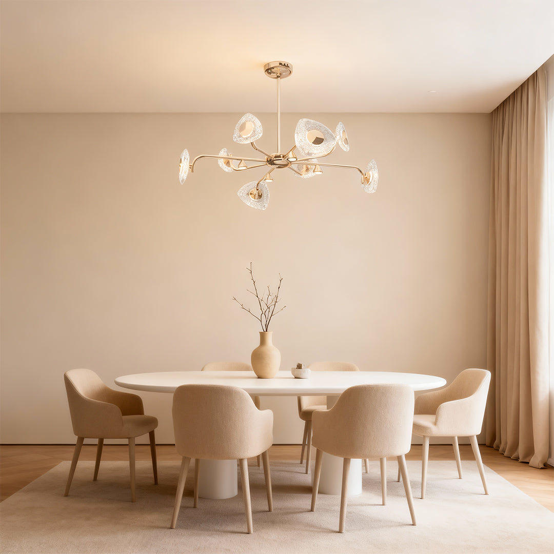 Crystal Vintage Chandelier with Terracotta Gold Frame and Full-Spectrum LED