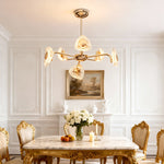 Crystal Vintage Chandelier with Terracotta Gold Frame and Full-Spectrum LED