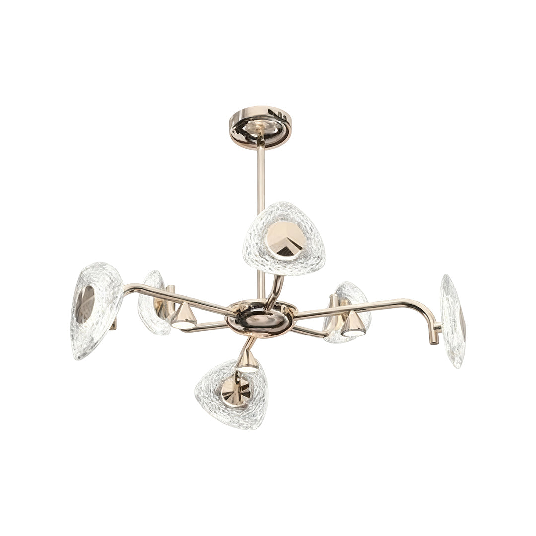 Crystal Vintage Chandelier with Terracotta Gold Frame and Full-Spectrum LED