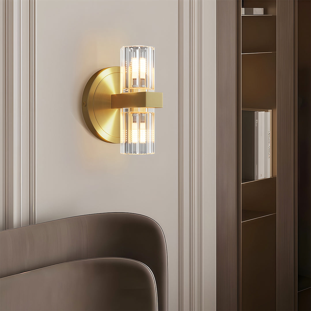 Aurelia Crystal Wall Sconce in Copper, Nickel, or Black – Modern Luxury Lighting