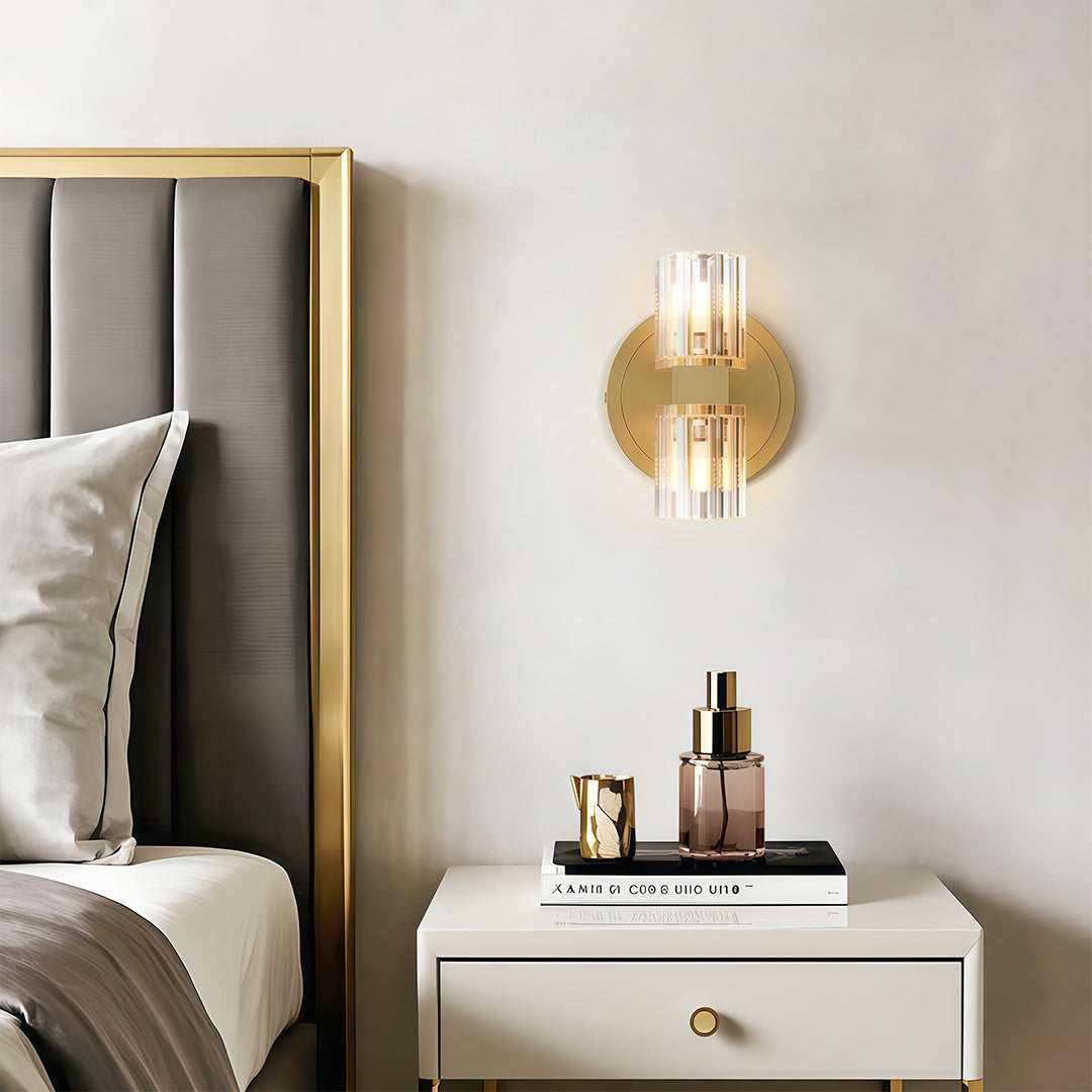 Aurelia Crystal Wall Sconce in Copper, Nickel, or Black – Modern Luxury Lighting