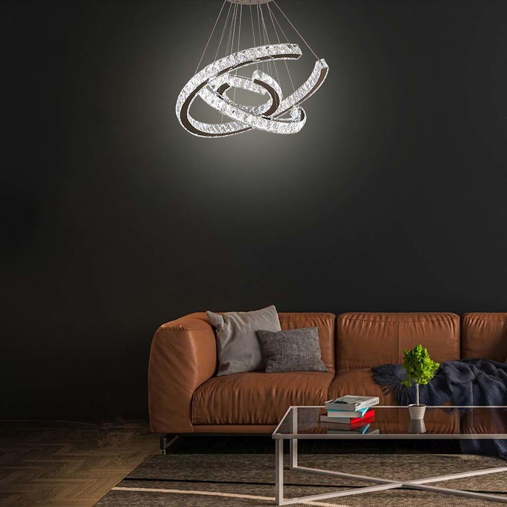 Lumina Wave Crystal LED Chandelier in Stainless Steel