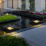 Curved Stainless Steel LED Landscape Light with Grid Design for Modern Outdoor Spaces