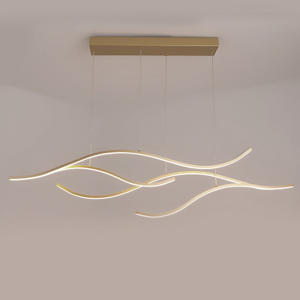 Wavy LED Pendant Light with Adjustable Height in Metallic Finishes
