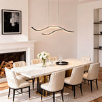 Wavy LED Pendant Light with Adjustable Height in Metallic Finishes