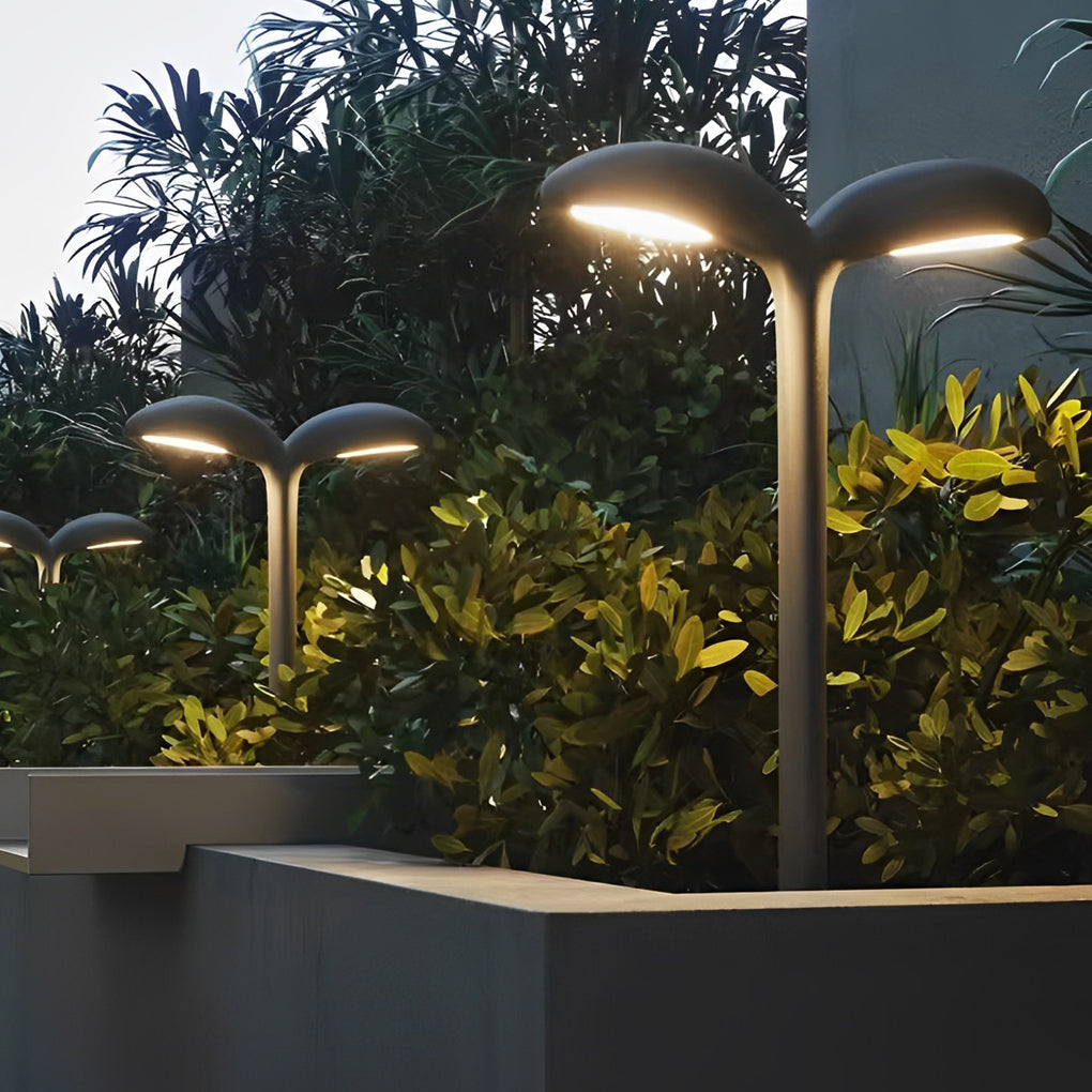 Curved LED Path Light in Black Aluminum for Modern Outdoor Landscapes