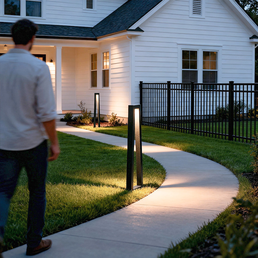 Modern Black LED Landscape Lighting Bollard for Outdoor Paths & Gardens
