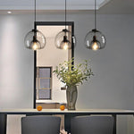 Smoked Glass Pendant Light with Matte Black Metal Shade