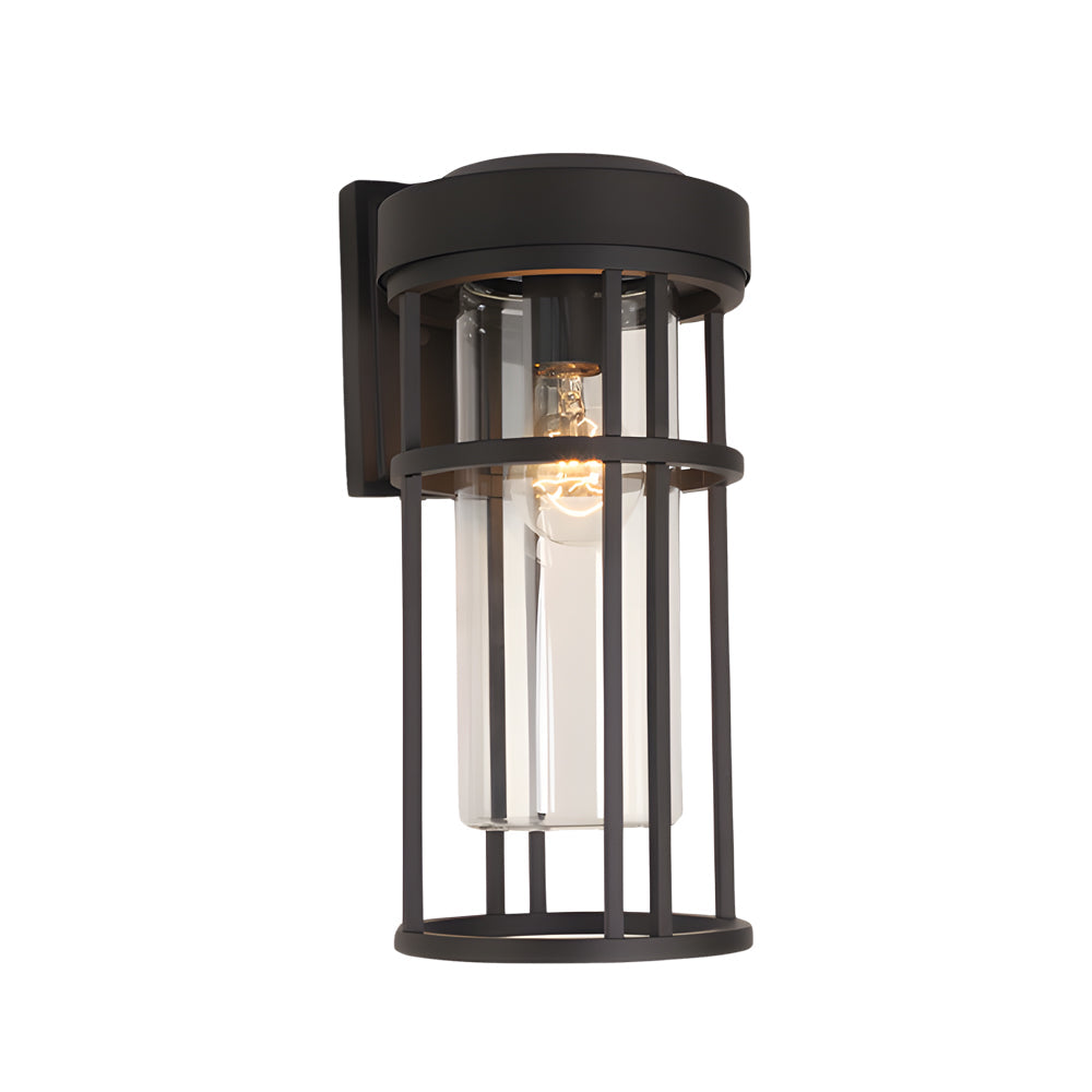 Black Outdoor Wall Sconce with Clear Glass Shade – Waterproof Aluminum LED Light