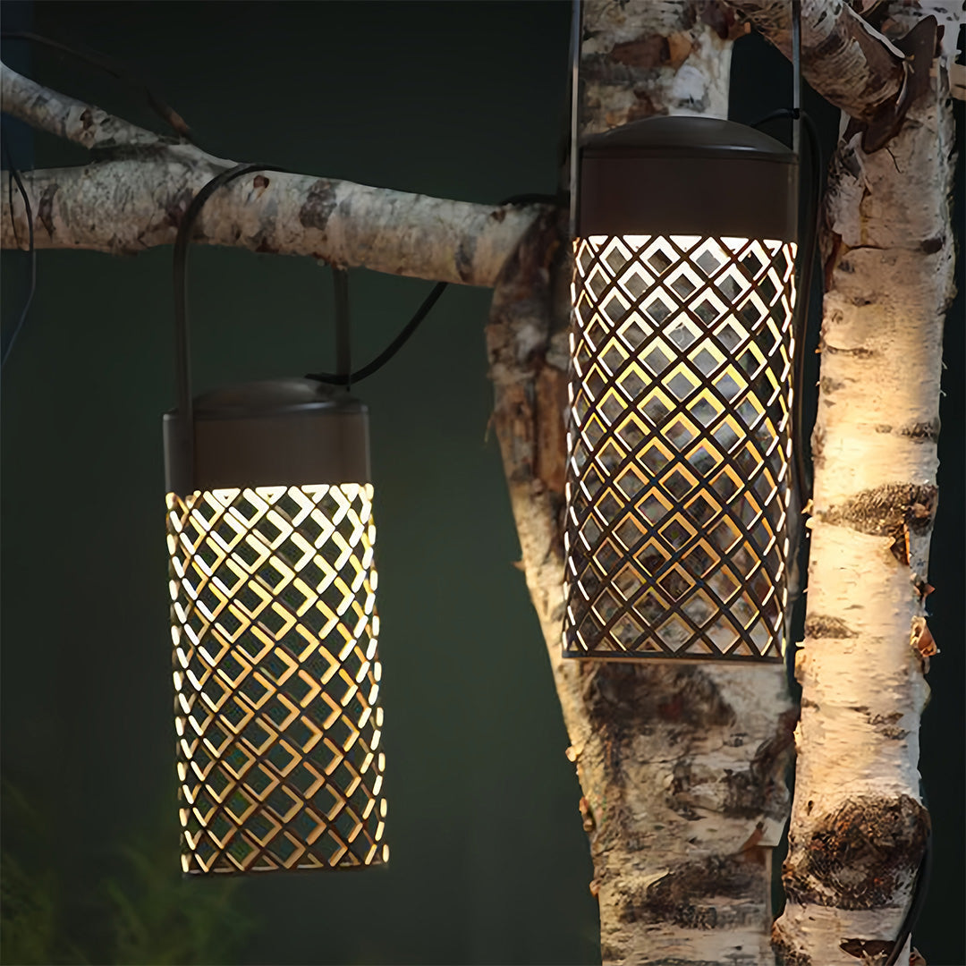 Minimalist Black Outdoor Pendant Lantern with Warm LED Glow
