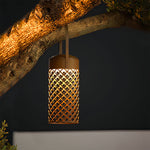 Minimalist Black Outdoor Pendant Lantern with Warm LED Glow