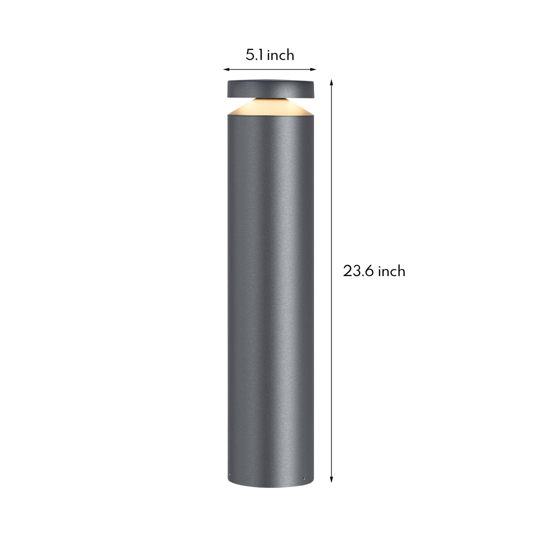 Modern Outdoor Bollard Light for Pathways | Sand-Gray Aluminum LED