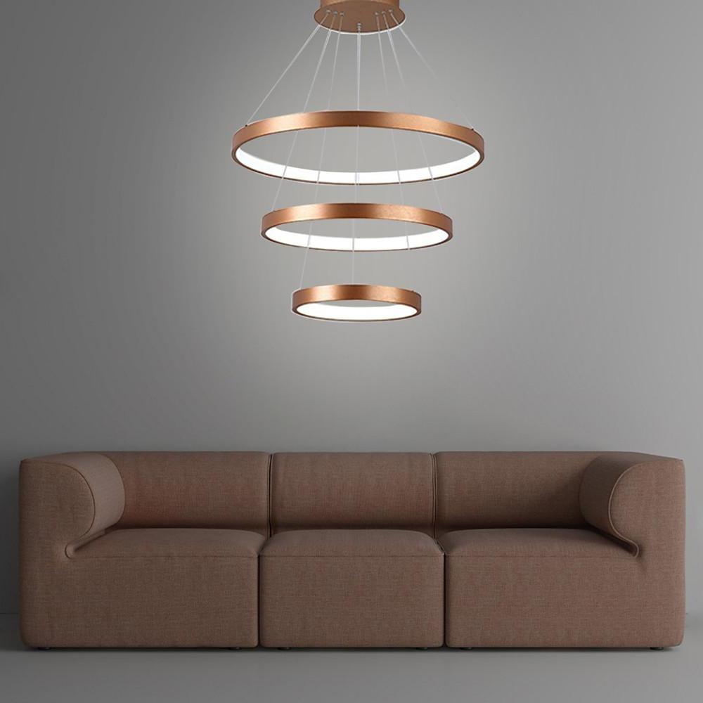 Acrylic Bronze 3 Tier Ring Chandelier Dimmable Led 59 Adjustable Pendant Lights
