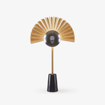 Gilded Fan Table Lamp – Modern Gold Metal Accent Light for Bedroom & Living Room