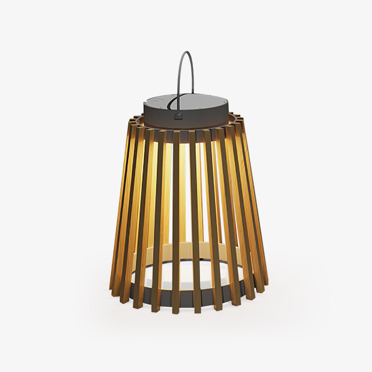 Solene Solar-Powered Outdoor Lantern with Wood-Style Slatted Frame