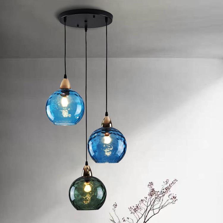 Alloliving Modern Simple Colored Water Pattern Glass Ball Pendant Light