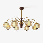 Solstice Bloom Chandelier — Amber Glass & Gold Modern Pendant Light