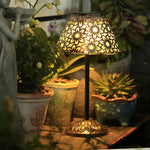 Aurelia Solar LED Table Lamp in Silver Metal for Outdoor Elegance