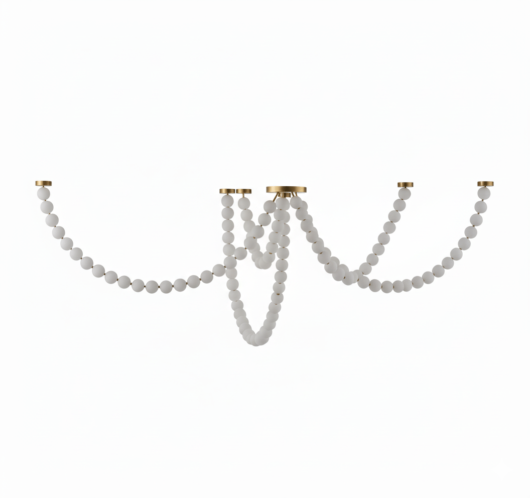 Pearl Glass Ball Chandelier – Modern Gold LED Pendant Light