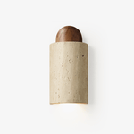 Travertine Cylinder Wall Sconce with Cap – Modern Natural Stone Lighting