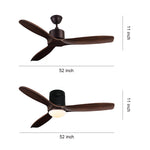 Modern Wood Ceiling Fan with LED Light – 3-Blade Fandelier for Living Spaces