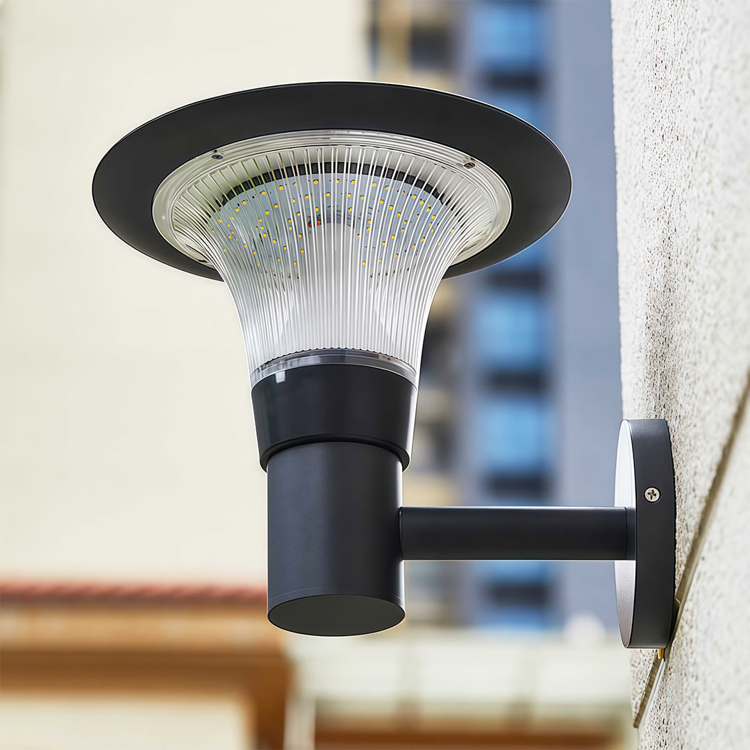 Aria Solar Wall Sconce — Black Aluminum Outdoor Light