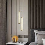 Aria Alabaster Pendant Light – Modern Brass LED Chandelier for Dining Room & Foyer