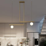 Minimalist Modern Linear Globe Pendant Lighting Copper Glass Kitchen Dining Room Light