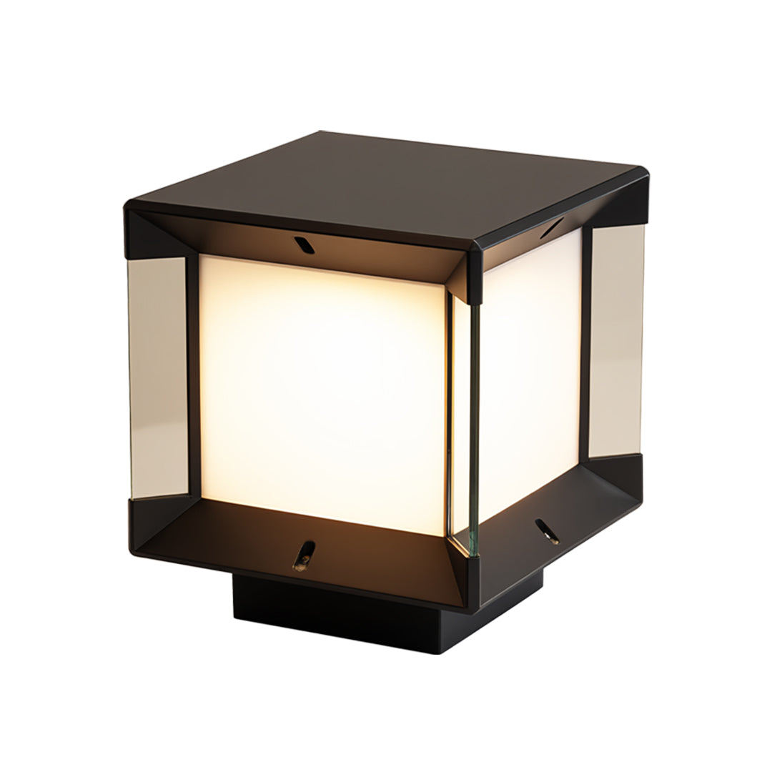 Modern Minimalist Outdoor Pillar Light in Sand Black Aluminum