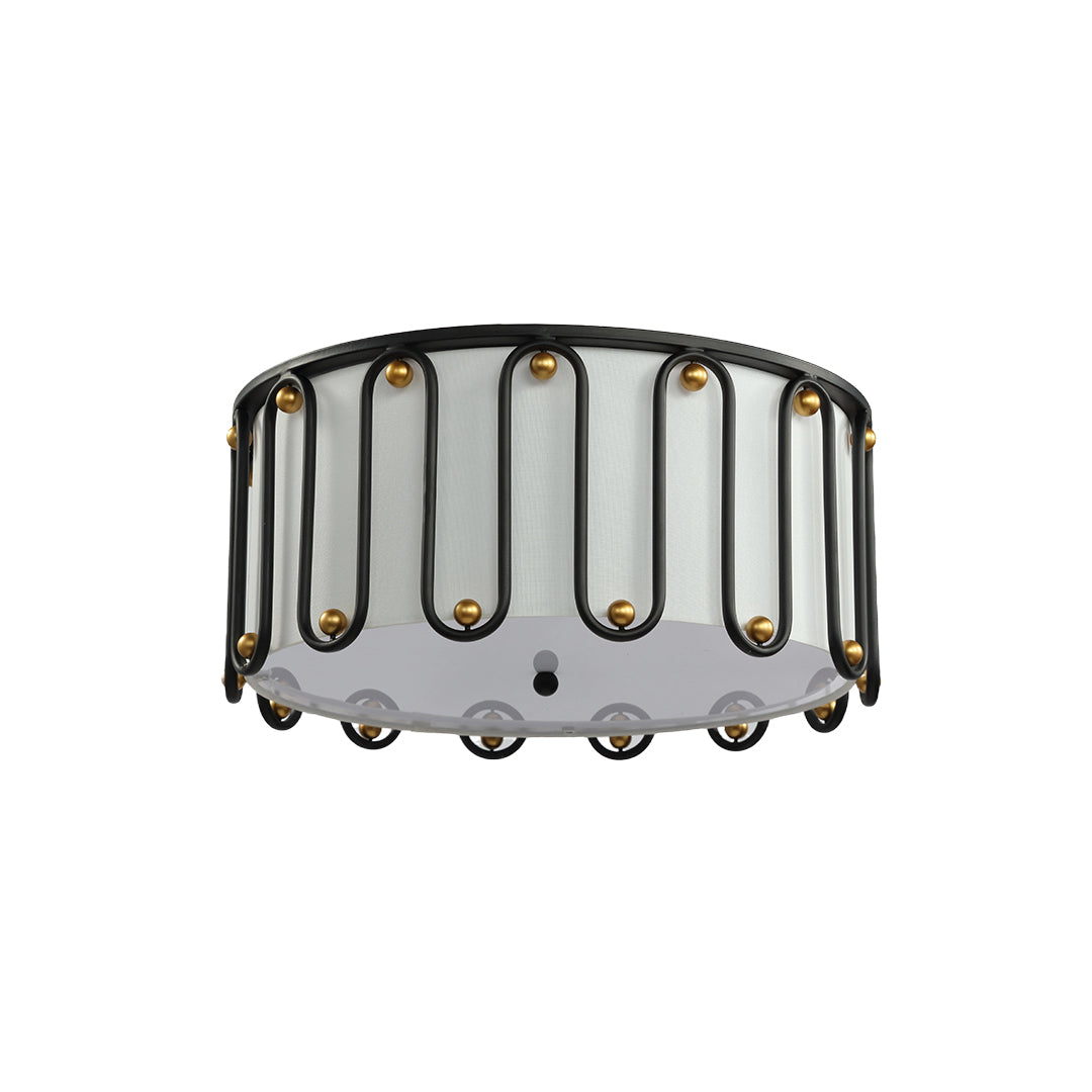 Aurelia Drum Flush Mount Ceiling Light in Matte Black with Opal Acrylic Shade