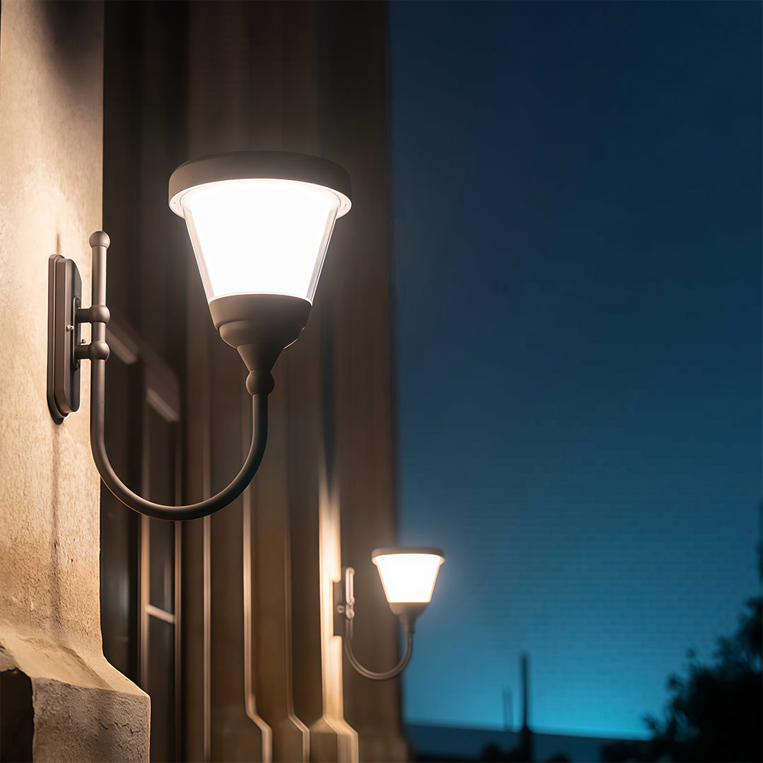 Modern Outdoor Wall Sconce with Curved Arm – Waterproof LED Garden Light