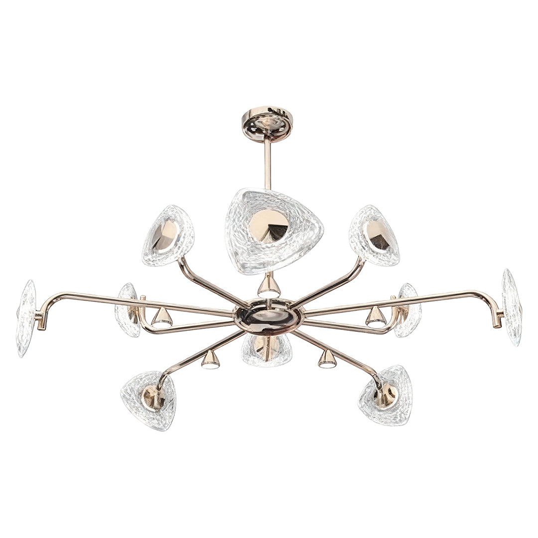 Crystal Vintage Chandelier with Terracotta Gold Frame and Full-Spectrum LED
