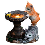 Handcrafted Resin Cat Solar Garden Lights with Warm LED Glow