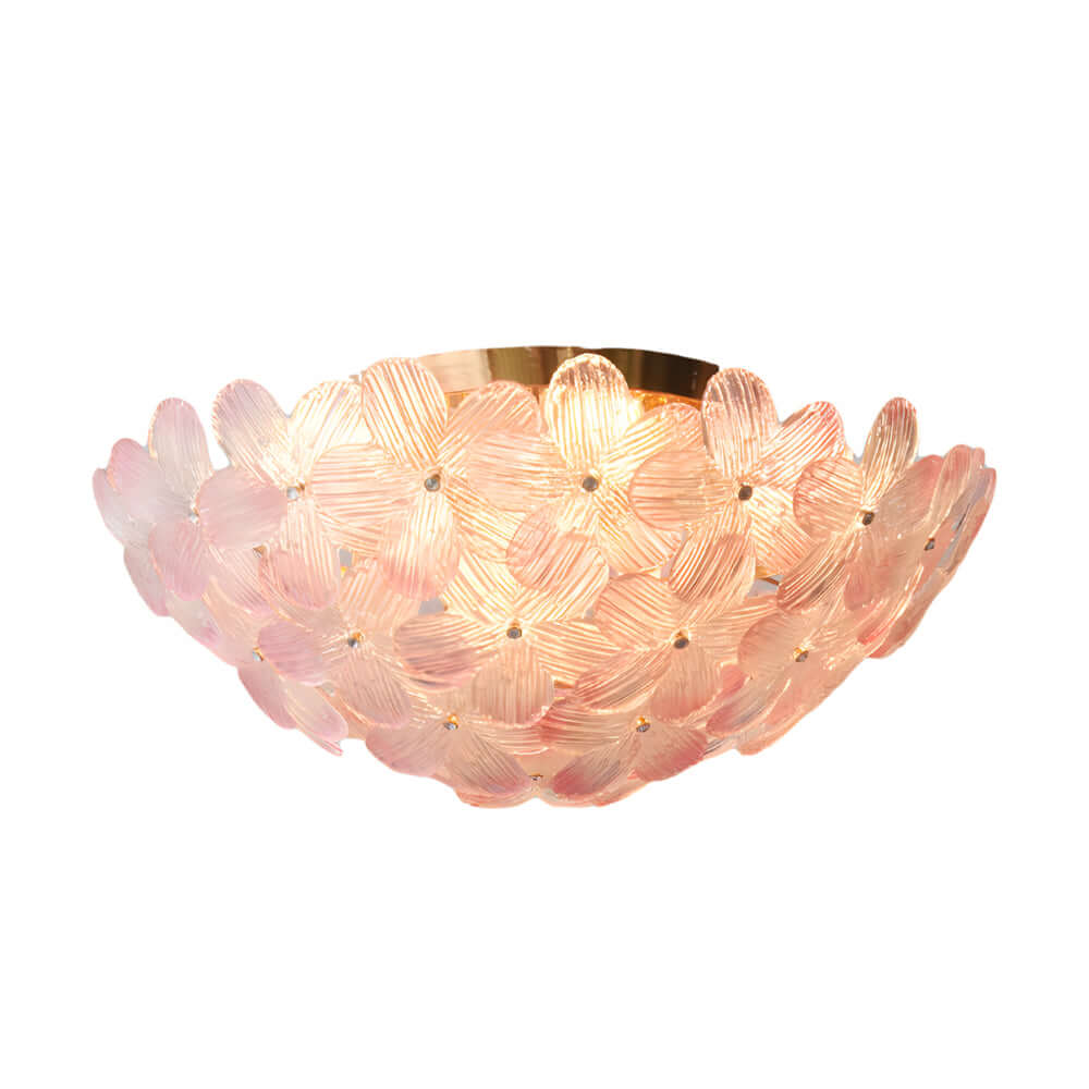 French Petal Glass Semi Flush Mount Ceiling Light in Pastel Hues