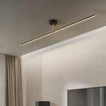 Linear LED Semi Flush Mount Ceiling Light in Black and Brass